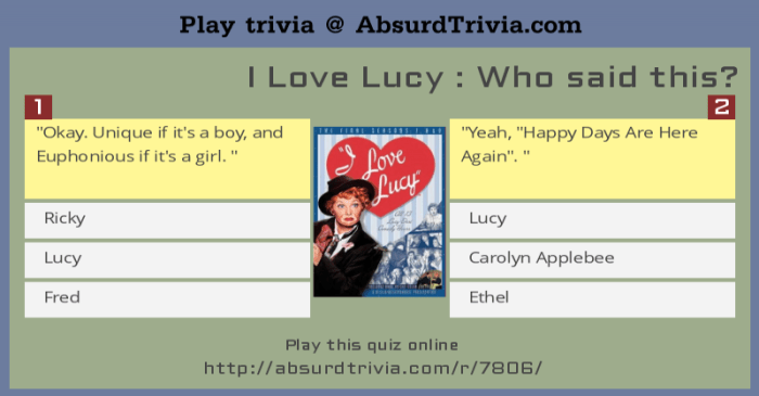 I love lucy trivia questions