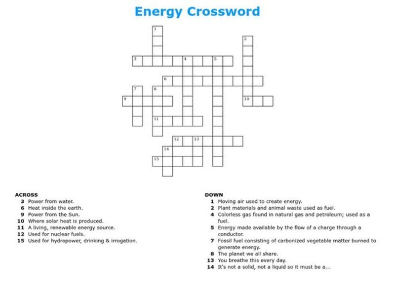 Energy resources crossword answer key