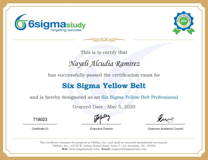 Six sigma yellow belt test questions