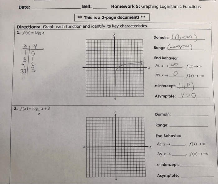 Unit 7 exponential and logarithmic functions answer key